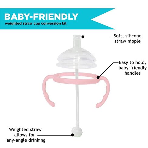 Straw Transition Cup Kit for Comotomo Baby Bottles | Conversion Kit Fits 5 Ounce and 8 Ounce Bottles | Soft, Silicone Straw Top Bottle Nipple & Weighted Straws to Help Baby Transition | 2 Pack (Green) in Saudi Arabia