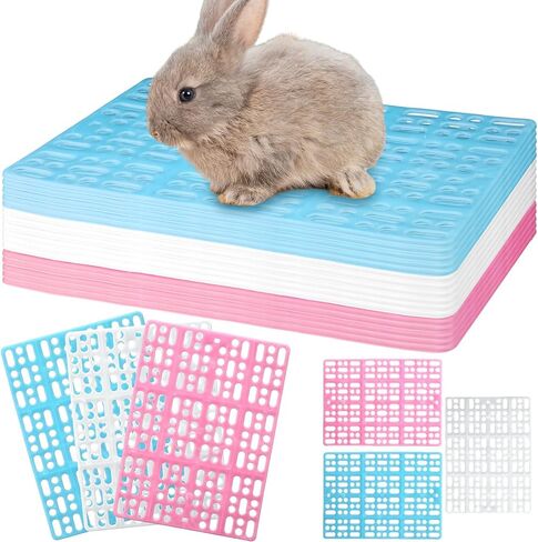 Haull 16 Pcs Plastic Rabbit Cage Mat, Rabbit Floor Mat Small Animal Feet Pad Cage Resting Mat, Pads for PET Hamster Rat Chinchilla Guinea Pig, Bunny Cage Mat 13.3 x 9.6 Inch(Pink) in Kuwait