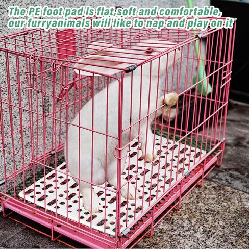 Haull 16 Pcs Plastic Rabbit Cage Mat, Rabbit Floor Mat Small Animal Feet Pad Cage Resting Mat, Pads for PET Hamster Rat Chinchilla Guinea Pig, Bunny Cage Mat 13.3 x 9.6 Inch(Pink) in Kuwait