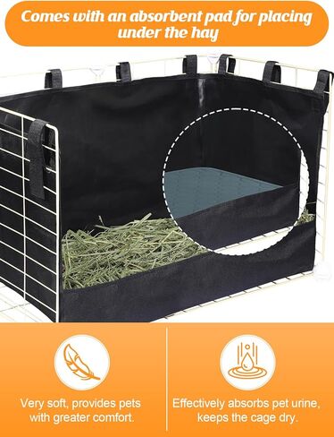 وحدة تغذية تبن خنزير غينيا مع وسادة ماصة | تعظيم الغرائز الطبيعية وتقليل الفوضى | دائم 600D أكسفورد القماش القش حقيبة المغذية حامل لخنازير غينيا الهامستر الأرانب قفص بطانة الملحقات in Kuwait