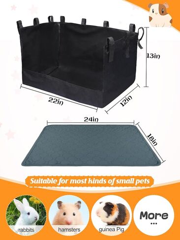 وحدة تغذية تبن خنزير غينيا مع وسادة ماصة | تعظيم الغرائز الطبيعية وتقليل الفوضى | دائم 600D أكسفورد القماش القش حقيبة المغذية حامل لخنازير غينيا الهامستر الأرانب قفص بطانة الملحقات in Kuwait