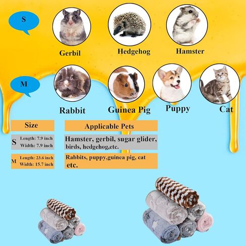 Grddaef Guinea Pig Fleece Blankets 6 Pieces Waterproof & Washable Small Animal Cage Liners Sleep Mat Bedding Pad for Hamster Chinchilla Rabbit Hedgehog (S-7.9 x 7.9 Inch) in Saudi Arabia