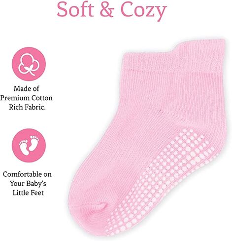 Rising Star Baby Socks 6-12 Months 12-24 Months Toddler Socks Non Slip Grip Ankle Socks for Kids Infant Boys & Little Girls in Saudi Arabia