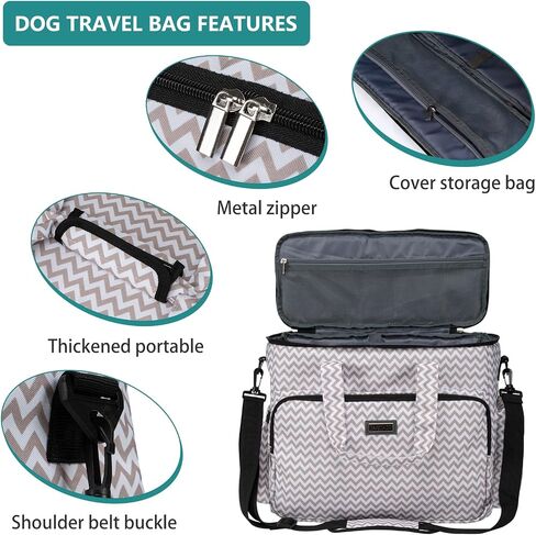 BAGLHER Dog Travel Bag, Pet Travel Bag (ALL Pet Travel Supplies), With 2 Pet Food Containers and 2 Collapsible Silicone Bowls; Essential Kits for Pet Travel Pink in Kuwait