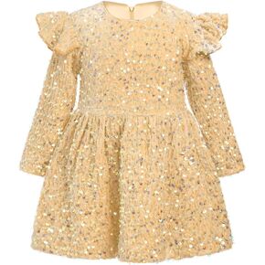 IDOPIP Toddler Baby Girls Sequin Velvet Tutu Dress Long Sleeve Princess Christmas Birthday Party Dresses Fall Winter Clothes