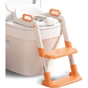 Potty Training Seat with Step Stool Ladder,Toddlers Toilet Potty Seat for Boys Girls,Kids Potty Training Seat-Splash Guard Safe Handle Anti-Slip Pads (Orange) in Kuwait
