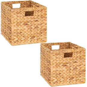 M4DECOR 10.5x10.5in Wicker storage basket, wicker storage baskets for shelves, large wicker baskets for storage, wicker cube storage bins for Bedroom, Living Room, Nursery Room (4 packs 10.5x10.5in)