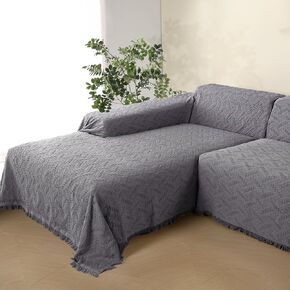 Rose Home Fashion L Shaped Couch Cover 2 Pcs Sectional Couch Covers for Sectional Sofa L Shape (X-Large, Beige-White)