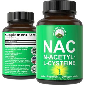 ملحق NAC N-أسيتيل سيستين. كبسولات الجلوتاثيون النباتية 600 ملغ للرجال + النساء. مضاد أكسدة رائع للتخلص من السموم والتعافي من التمارين والحماية من الجذور الحرة. ن أسيتيل إل- سيستين 600 ملغم in Kuwait