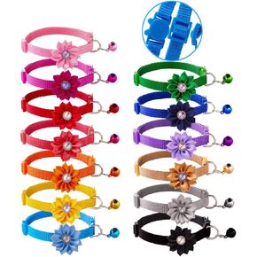 18Pcs Reflective Puppy Collars, Cat ID Collars with Bell Adjustable 19-32cm, Soft Nylon Adjustable Quick Release Identification Collars for Puppy Cat(Unbreakaway)