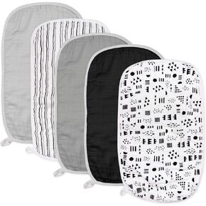 HonestBaby Organic Cotton Multi-Layer Burp Cloths Multipack, 5-Pack Twinkle Star White/Navy, One Size