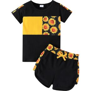 MasBekTe Toddler Girl Clothes Leopard Printed Summer Baby Girls Outfits Short Sleeve T-Shirt 2pcs Set in Saudi Arabia