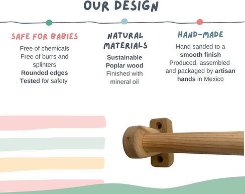 MonSensory 32.5" Wall Mounted Pull-Up Bar for Infants - Play Gym and Indoor Climbing Toy for The Montessori Baby in Saudi Arabia