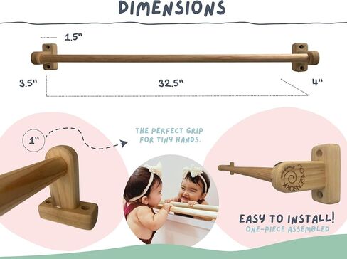 MonSensory 32.5" Wall Mounted Pull-Up Bar for Infants - Play Gym and Indoor Climbing Toy for The Montessori Baby in Saudi Arabia