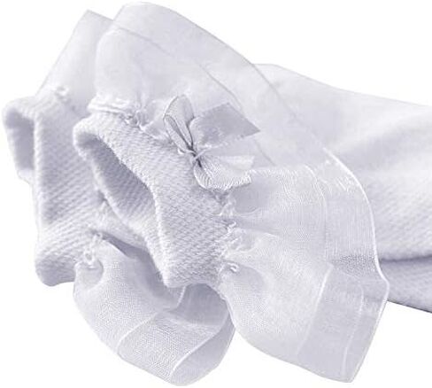 Baby Girls Cotton Ankle Socks with Bowknot 6-Pack (1-8T) | Princess Lace, Eyelet Dress Socks, Mesh Thin, Double Layer Lace, Frilly Trim in Saudi Arabia