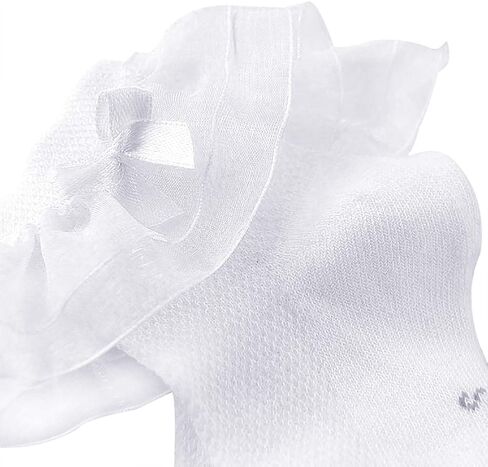 Baby Girls Cotton Ankle Socks with Bowknot 6-Pack (1-8T) | Princess Lace, Eyelet Dress Socks, Mesh Thin, Double Layer Lace, Frilly Trim in Saudi Arabia