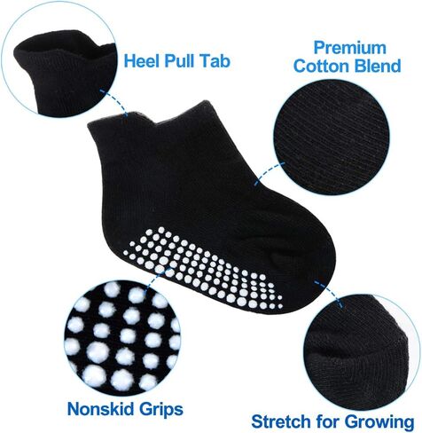 Tenpluszero 12 زوجًا من جوارب الكاحل للأطفال مضادة للانزلاق مع مقابض مضادة للانزلاق للأطفال الصغار والأولاد والبنات in Kuwait