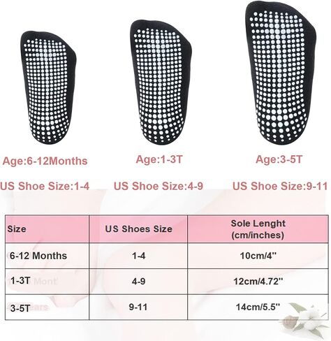 Tenpluszero 12 زوجًا من جوارب الكاحل للأطفال مضادة للانزلاق مع مقابض مضادة للانزلاق للأطفال الصغار والأولاد والبنات in Kuwait