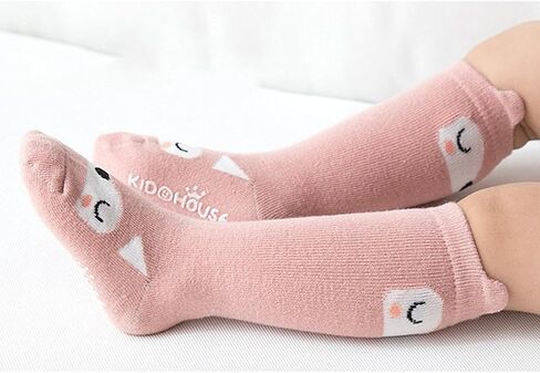 8 Pairs Baby Toddler Knee High Non Skid Socks with Grips for Girls and Boys in Saudi Arabia