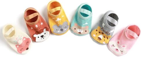 Zumou Baby Non Skid Anti Slip Socks Grip for Toddler Girls Boys Slipper 0-36 Months 6 Pairs in Saudi Arabia