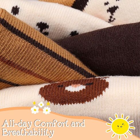 FWUNYVN 5 Pairs Toddler Non Slip Socks, Cotton Baby Socks with Grippers, Cute Socks for Boy Girl Infant Kids in Saudi Arabia