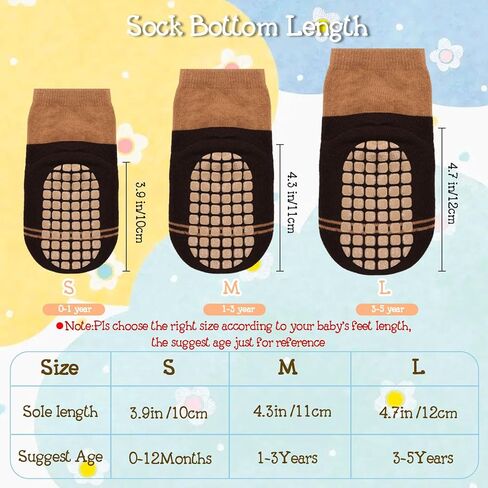 FWUNYVN 5 Pairs Toddler Non Slip Socks, Cotton Baby Socks with Grippers, Cute Socks for Boy Girl Infant Kids in Saudi Arabia