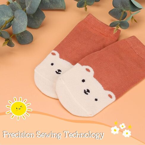 FWUNYVN 5 Pairs Toddler Non Slip Socks, Cotton Baby Socks with Grippers, Cute Socks for Boy Girl Infant Kids in Saudi Arabia