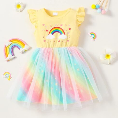 Akyzic Toddler Tulle Dress Unicorn Outfit Birthday Princess Party Girls Summer Causal Tutu Skirts in Saudi Arabia