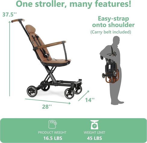 Evolur Cruise Rider Stroller, Lightweight Stroller with Compact Fold, Easy to Carry Travel Stroller, Koala Gray in Saudi Arabia