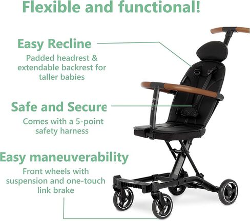 Evolur Cruise Rider Stroller, Lightweight Stroller with Compact Fold, Easy to Carry Travel Stroller, Koala Gray in Saudi Arabia