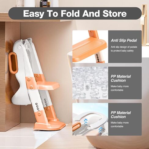 Potty Training Seat for Toddler Boys & Girls-Portable Kids Potty Seat Toilet Chair Step Stool Trainer for Children-Comfortable Cushion Safe Handle Anti-Slip Pads in Kuwait