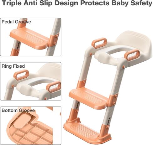 Potty Training Seat for Toddler Boys & Girls-Portable Kids Potty Seat Toilet Chair Step Stool Trainer for Children-Comfortable Cushion Safe Handle Anti-Slip Pads in Kuwait