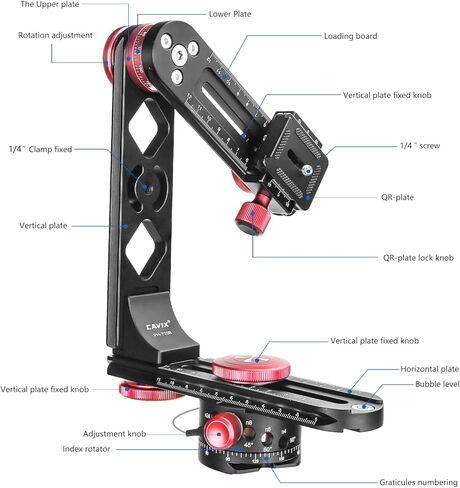 كافيكس راس جيمبال صغير PH-720B مع مشبك كيو ار ولوحة، دوار فهرسة للصور البانورامية 360 × 360 درجة in Kuwait