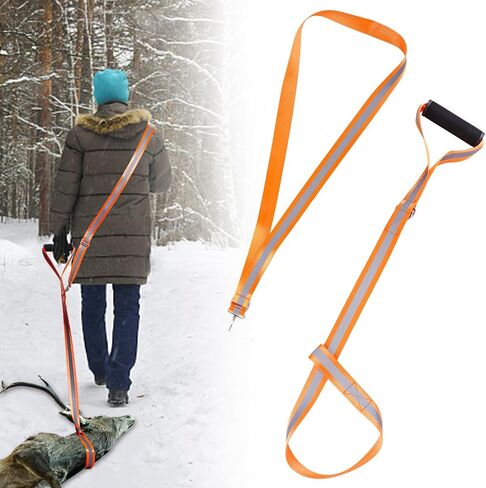 Deer Drag Rope and Harness, Reflective Deer Drag Strap with Adjustable Shoulder Strap, Deer Hunting Accessories Deer Pull Rope for Deer Hunters Package, Luggage Easy Dragging and Pulling (Orange) in Saudi Arabia