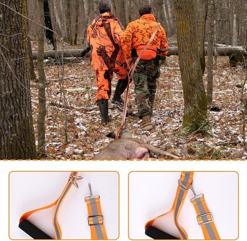 Deer Drag Rope and Harness, Reflective Deer Drag Strap with Adjustable Shoulder Strap, Deer Hunting Accessories Deer Pull Rope for Deer Hunters Package, Luggage Easy Dragging and Pulling (Orange) in Saudi Arabia