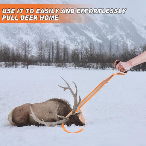 Deer Drag Rope and Harness, Reflective Deer Drag Strap with Adjustable Shoulder Strap, Deer Hunting Accessories Deer Pull Rope for Deer Hunters Package, Luggage Easy Dragging and Pulling (Orange) in Saudi Arabia