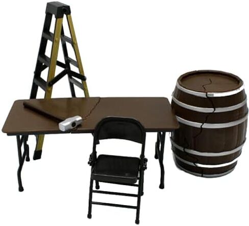 ايه اي دبليو طاولة وسلم وكرسي ومطرقة وبرميل مصارعة مجسمة من 5 قطع in Kuwait