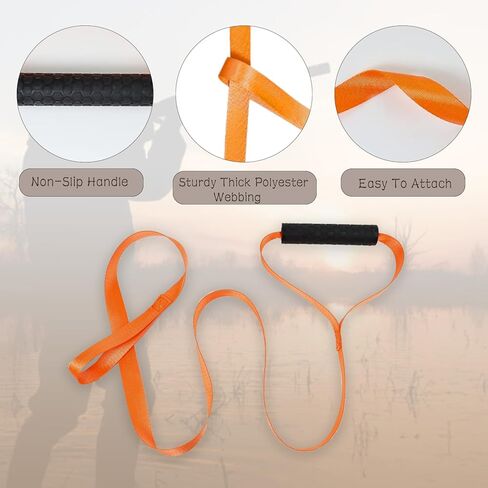 Locisne 3 Pcs Deer Drag and Harness, Length Adjustable Deer Pull Strap Non-Slip Handle Sturdy Rope Pulling Harness Deer Hunting Accessories for Deer Hunters Make Dragging Easy and Quick-Orange in Kuwait