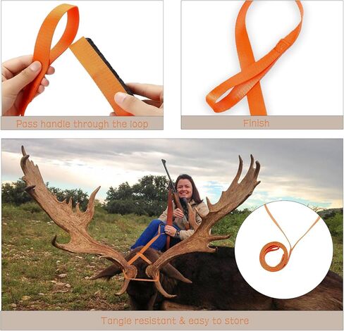 Locisne 3 Pcs Deer Drag and Harness, Length Adjustable Deer Pull Strap Non-Slip Handle Sturdy Rope Pulling Harness Deer Hunting Accessories for Deer Hunters Make Dragging Easy and Quick-Orange in Kuwait