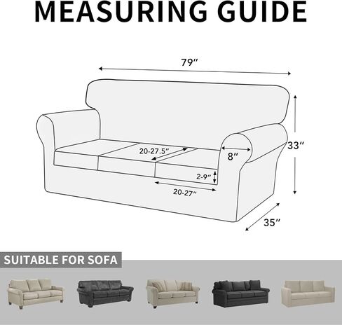 ISSUNTEX 2 Pieces High Stretch Thicken Chair Couch Covers, Soft Sofa Slipcover for 1 Separate Cushion Couch, Jacquard Fabric Elastic Sofa Cover Furniture Protector for Dogs (Chair, Black) in Kuwait