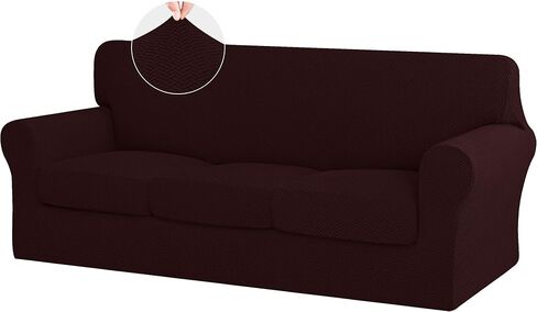 ISSUNTEX 2 Pieces High Stretch Thicken Chair Couch Covers, Soft Sofa Slipcover for 1 Separate Cushion Couch, Jacquard Fabric Elastic Sofa Cover Furniture Protector for Dogs (Chair, Black) in Kuwait