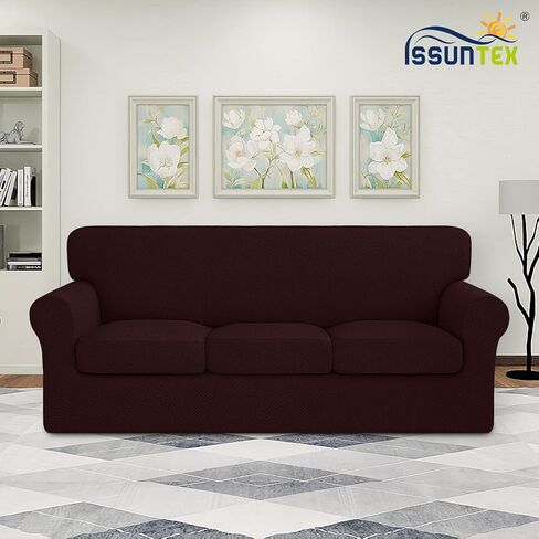 ISSUNTEX 2 Pieces High Stretch Thicken Chair Couch Covers, Soft Sofa Slipcover for 1 Separate Cushion Couch, Jacquard Fabric Elastic Sofa Cover Furniture Protector for Dogs (Chair, Black) in Kuwait