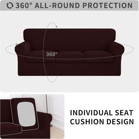 ISSUNTEX 2 Pieces High Stretch Thicken Chair Couch Covers, Soft Sofa Slipcover for 1 Separate Cushion Couch, Jacquard Fabric Elastic Sofa Cover Furniture Protector for Dogs (Chair, Black) in Kuwait