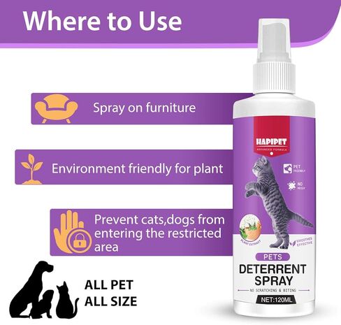 Inscape Data Cat Deterrent Spray, Cat Repellent Spray for Furniture & Plants, Effective Cat Deterrent Indoor & Outdoor for Pet Behavior Training, Keep Cats Off - Indoor & Outdoor Use in Kuwait