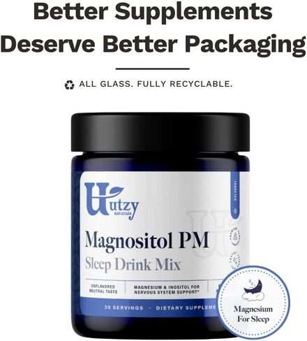 Utzy Naturals Magnesium & Inositol Powder Supplement, 3.9154 Ounce, Promotes Brain Health, Reduces Tension, Supports Energy Production in Kuwait
