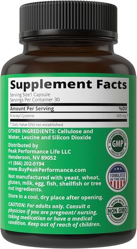 ملحق NAC N-أسيتيل سيستين. كبسولات الجلوتاثيون النباتية 600 ملغ للرجال + النساء. مضاد أكسدة رائع للتخلص من السموم والتعافي من التمارين والحماية من الجذور الحرة. ن أسيتيل إل- سيستين 600 ملغم in Kuwait