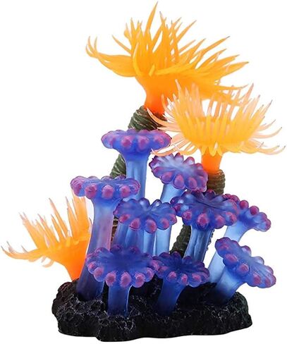 سينلين، مكونات زينة حوض السمك المرجانية الاصطناعية تحاكي حوض السمك من السيليكون، نباتات زهور بلاستيكية ناعمة وشقائق النعمان البحري لتزيين المناظر الطبيعية in Kuwait