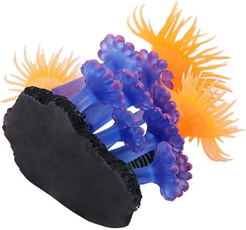 سينلين، مكونات زينة حوض السمك المرجانية الاصطناعية تحاكي حوض السمك من السيليكون، نباتات زهور بلاستيكية ناعمة وشقائق النعمان البحري لتزيين المناظر الطبيعية in Kuwait