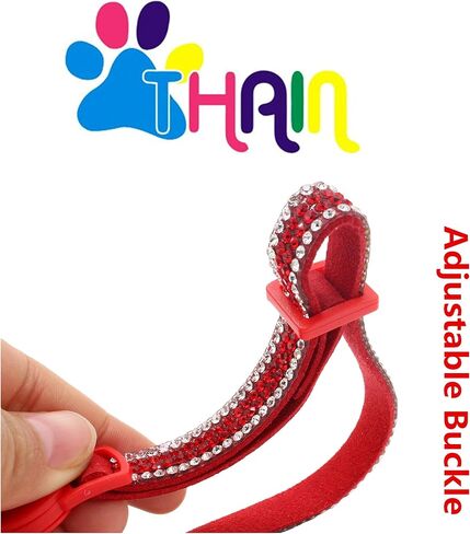 THAIN الأساسية قابل للتعديل طوق القط بلينغ الماس الانفصال مع جرس للقطط فتاة صبي (الأزرق) in Kuwait