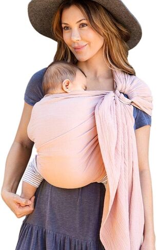 Moby Ring Sling Wrap Carrier | Hands-Free, Versatile Support Wrap for Mothers, Fathers, and Caregivers | Breathable, Baby Wrap Carrier for Newborns, Infants & Toddlers | Supports 8-30 lbs | Fern in Kuwait